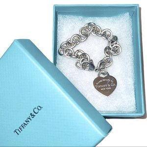 TIFFANY & CO Charm Bracelet Return To Tiffany Heart Charm Sterling Silver 8.25”